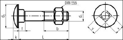 DIN 603 Mu - Carriage Bolts With Hexagon Nuts