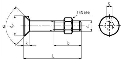 DIN 604 - Flat Countersunk Nip Bolts With Hex Nuts
